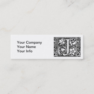 Brev J Medieval Monogram Art nouveau Mini Visitkort