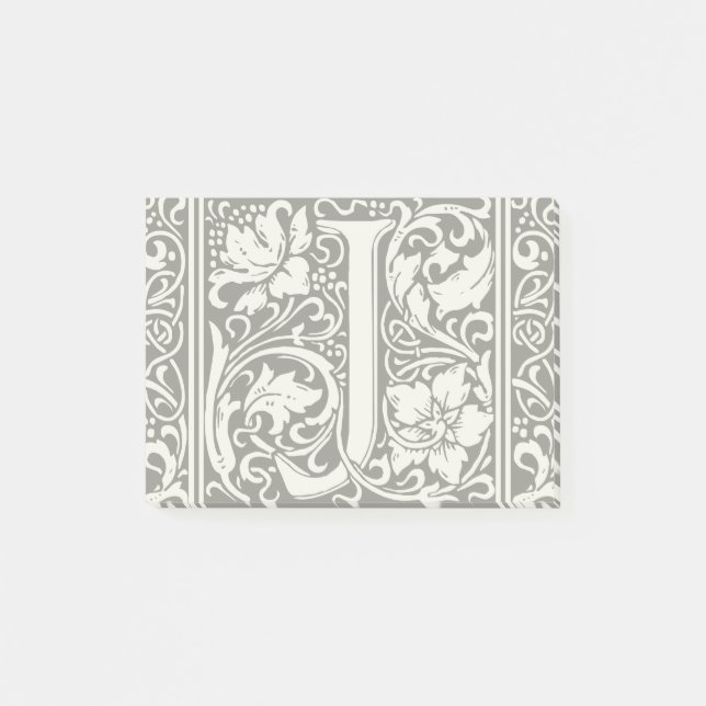 Brev J Medieval Monogram Art nouveau Post-it Block (Framsida)