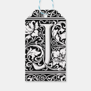 Brev J Medieval Monogram Art nouveau Presentetikett