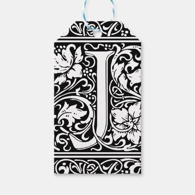 Brev J Medieval Monogram Art nouveau Presentetikett (Framsidan)