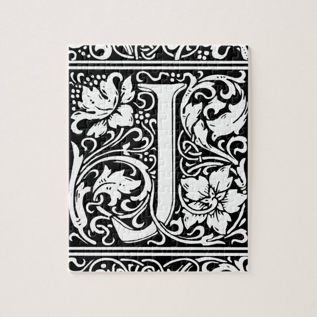 Brev J Medieval Monogram Art nouveau Pussel (Vertikal)