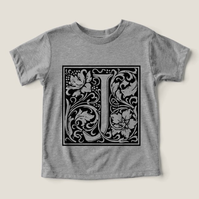 Brev J Medieval Monogram Art nouveau Tee Shirt (Design Framsida)
