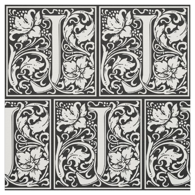 Brev J Medieval Monogram Art nouveau Tyg (Provkarta)