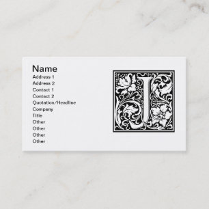 Brev J Medieval Monogram Art nouveau Visitkort