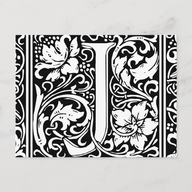 Brev J Medieval Monogram Art nouveau Vykort (Framsida)