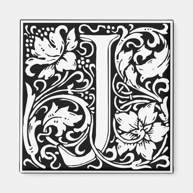 Brev J Medieval Monogram Vintage Inledande Magnet (Framsidan)