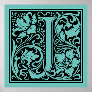 Brev J Medieval Monogram Vintage Inledande Poster