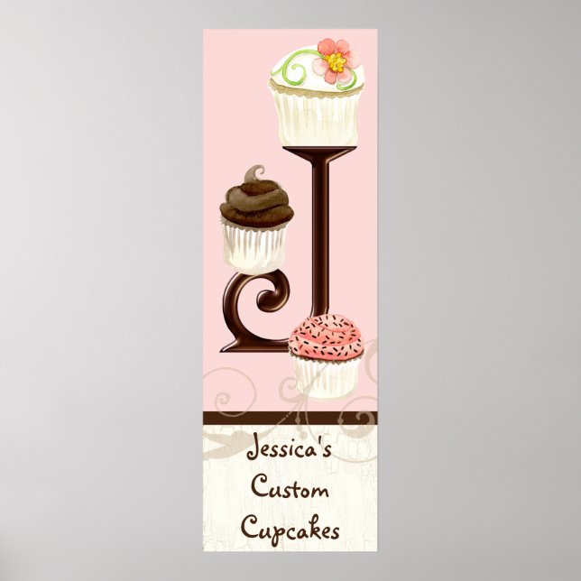 Brev J Monogram Dessert Bakery Business Poster (Framsidan)
