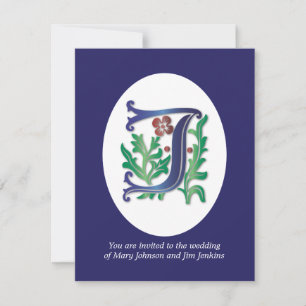 Brev J Monogram Fleur de lis Inbjudningar