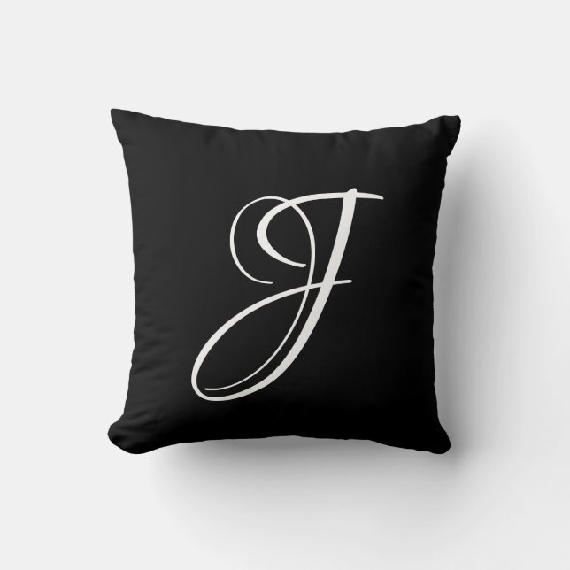 Brev J Monogram Initial Anpassningsbar Kudde (Framsida)