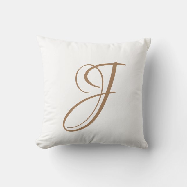 Brev J Monogram Initial Anpassningsbar Kudde (Framsida)