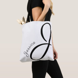 Brev J - Monogram + Namn - modern elegant Tygkasse