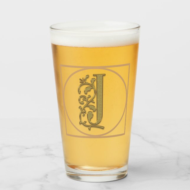 BREV J MONOGRAM Vacker Bröllop New Home Gift Glaskopp (Framsida fylld)