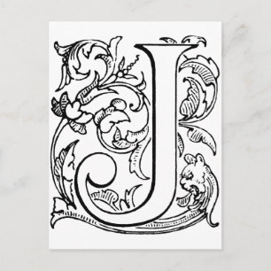 Brev J Monogram Vykort