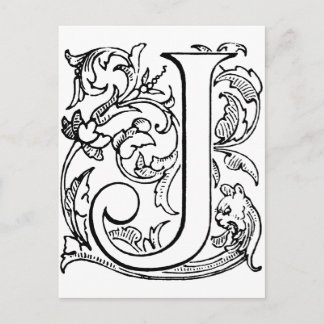 Brev J Monogram Vykort