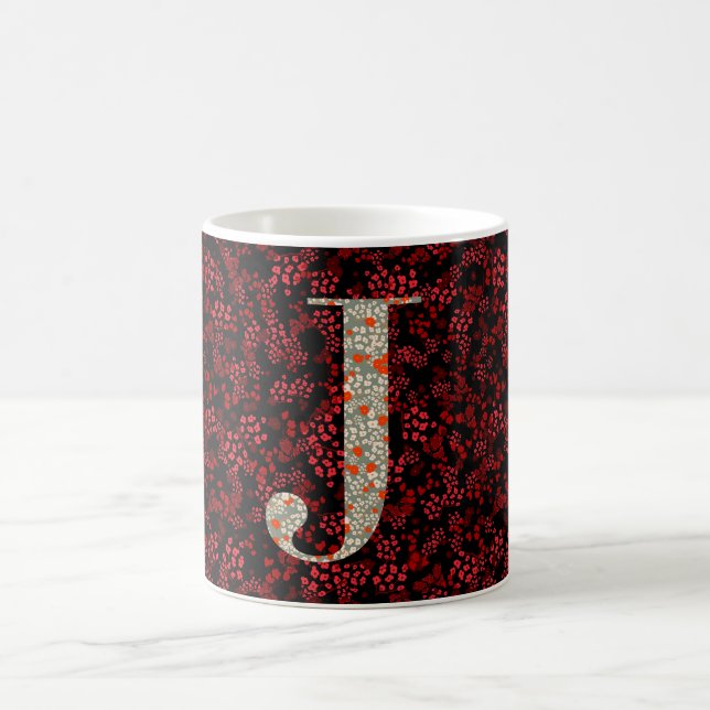 Brev J röd och burgundfri frihet Kaffemugg (Center)