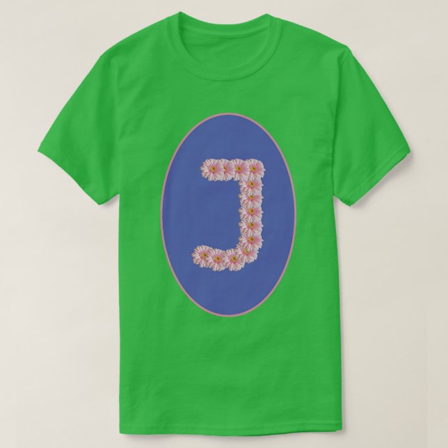 Brev J Rosa Gerbera Daisy Monogram T Shirt (Design framsida)