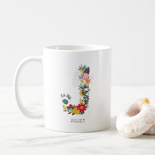 BREV J Whimsique Blommigt Brev Monogram I Mugg