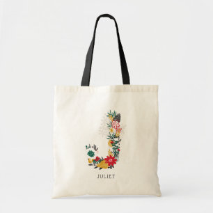BREV J Whimsique Blommigt Brev Monogram I Tygkasse