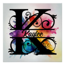 Brev 'K', Bright Rainbow Monogram, Kids Namn