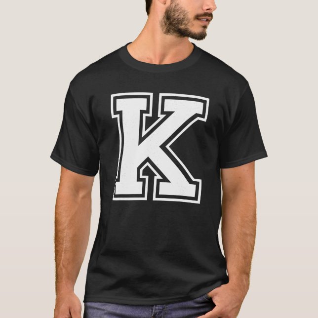 Brev K Capital Alphabet College Varsity Monogram T Shirt (Framsida)