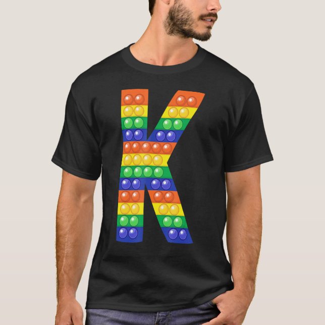 Brev K Capital Alphabet Fidget Pop IT Matching P T Shirt (Framsida)