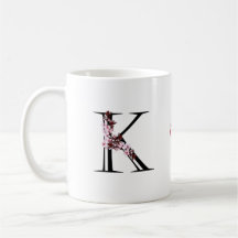 Brev K, Cherry Blommar | Monogram Script Namn