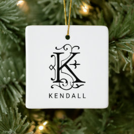 Brev K Elegant Monogram jul Ornament