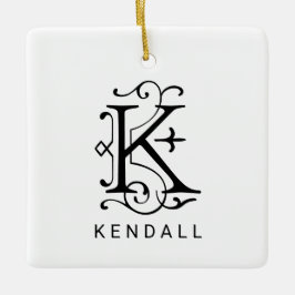 Brev K Elegant Monogram jul Ornament