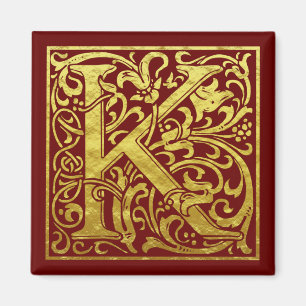 Brev K First Brev Faux Guld Red Magnet