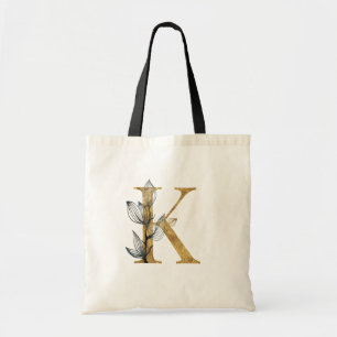 *~* Brev K Guld Monogram Initial Black Lövs Tygkasse