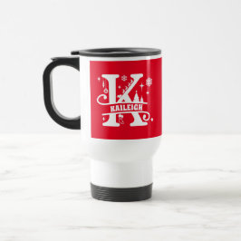 Brev K jul Monogram Initial Namn Red Resemugg