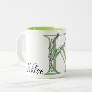 Brev K Lavender Eucalyptus monogrammad Två-Tonad Mugg