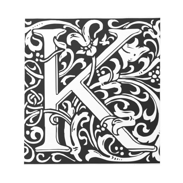 Brev K Medieval Monogram Art nouveau Anteckningsblock (Framsida)
