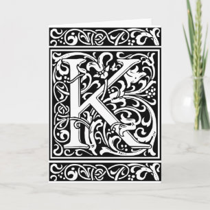 Brev K Medieval Monogram Art nouveau Anteckningskort
