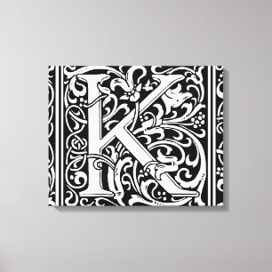 Brev K Medieval Monogram Art nouveau Canvastryck