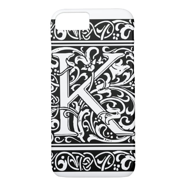 Brev K Medieval Monogram Art nouveau Case-Mate iPhone Skal (Baksida)