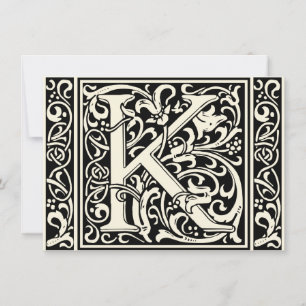 Brev K Medieval Monogram Art nouveau Inbjudningar