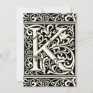 Brev K Medieval Monogram Art nouveau Inbjudningar