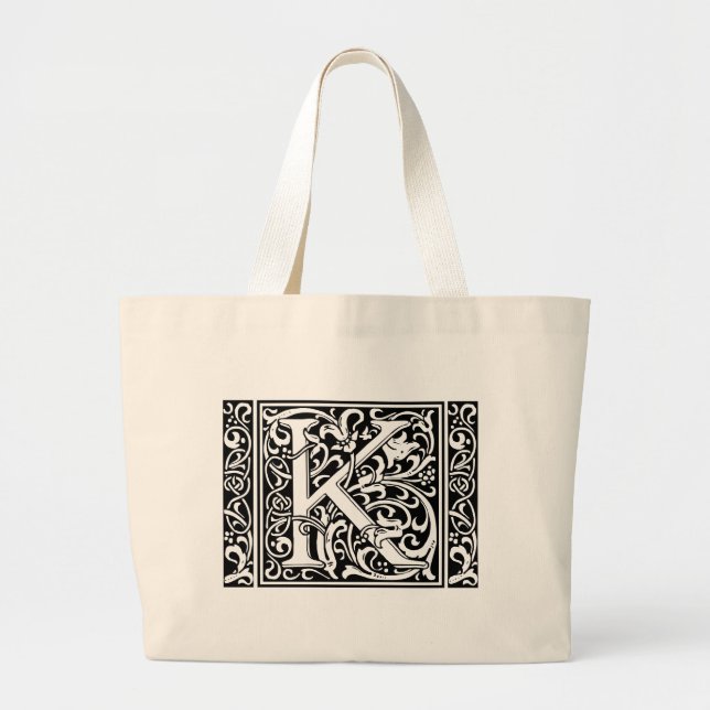 Brev K Medieval Monogram Art nouveau Jumbo Tygkasse (Framsidan)