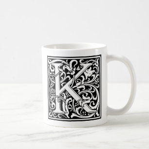 Brev K Medieval Monogram Art nouveau Kaffemugg