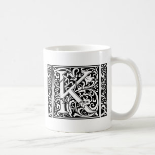 Brev K Medieval Monogram Art nouveau Kaffemugg