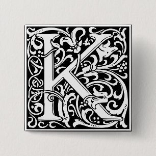 Brev K Medieval Monogram Art nouveau Knapp