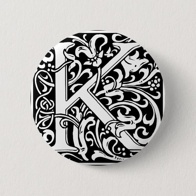 Brev K Medieval Monogram Art nouveau Knapp (Framsida)