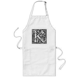 Brev K Medieval Monogram Art nouveau Långt Förkläde