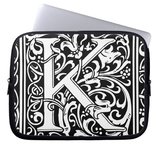 Brev K Medieval Monogram Art nouveau Laptop Fodral (Framsidan)