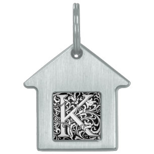 Brev K Medieval Monogram Art nouveau Namnbricka Husdjur