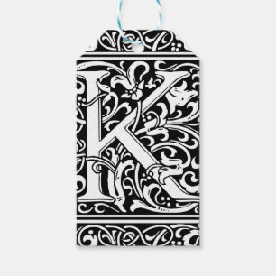 Brev K Medieval Monogram Art nouveau Presentetikett