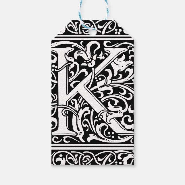 Brev K Medieval Monogram Art nouveau Presentetikett (Framsidan)