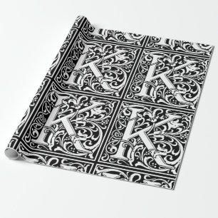 Brev K Medieval Monogram Art nouveau Presentpapper